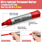 Fuutreo 32 Pcs Jumbo Permanent Markers Bulk Large Chisel Tip Permanent Markers Waterproof Jumbo Pens Quick Drying Office Supplies(Red)