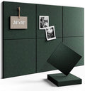 Fluxynara Felt Bulletin Board Tiles -28"x18" Cork Board Alternative for Office Decor, Push Pin Board Wall Organizer 6-Pack -Pine Green
