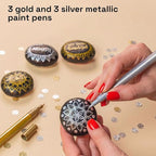 ARTISTRO 6 Acrylic Gold & Silver Paint Pens - 0.7mm Extra-Fine Markers - Great for Greeting Cards, Ornament Decor, & More