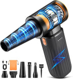 Compressed Air Duster, 260000RPM Cordless Electric Air Blower with Brushless Motor, 3-Speed Adjustable & Rechargeable – Powerful Dust Cleaner for Keyboard, Computer, Car, Outdoor, Air Bed