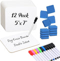 Affrolling 12 Sets Small Whiteboard Dry Erase Boards 5" x7'' Mini Double Sided Dry Erase Lap Boards with Markers Erasers Pen Holders Personal Whiteboards for Students Classroom Teacher