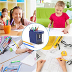 Electric Pencil Sharpener Heavy-Duty Helical Blade Sharpener with Adapter/Battery Operated for No.2/ (6-8mm) Pencils with Auto Stop & Cleaning Brush in School/Classroom/Office (Blue)