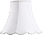 Bell Lamp Shade, Saangseon White Scalloped Lampshade Replacement, 7'' Top x 14'' Bottom x 10.5'' Slant Height x 10'' Vertical Height, Lamp Harp Included