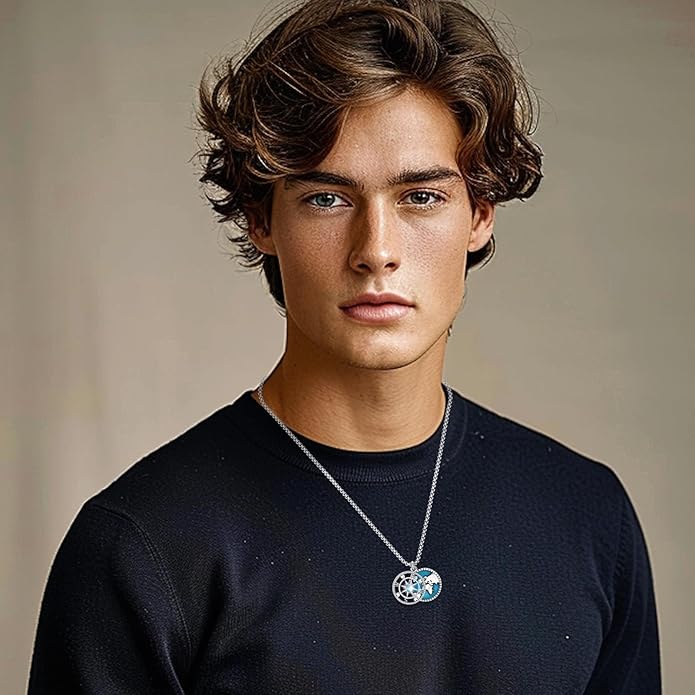 Compass Necklace for Women Men 925 Sterling Silver Pendant Urn Necklaces for Ashes Picture Locket Necklace Anchor Necklace Viking Necklace Crystals CZ Moonstone Abalone Shell Turquoise Compass Jewelry