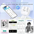 Gloryang JD-23 Sticker Printer, Mini Portable Thermal Printer Print Pod, Inkless Bluetooth Label Maker with Smart App for Phone & Tablet for Office & Home Use, 2 Rolls Sticker Paper, White