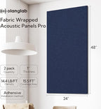 Olanglab Acoustic Panels 2 Pack, 48''x24'' Large Sound Panels, Fabric Wrapped Sound Proof Foam Panels for Walls, Sound Absorbing Panels for Recording Studio Acoustical Treatments (Navy)
