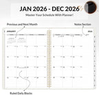 SUNEE 2026 Planner, Weekly and Monthly Calendar Planner, January 2026-December 2026, Daily Agenda with Tabs, Note Pages, Spiral Binding, 8.5"x11", Deep Green