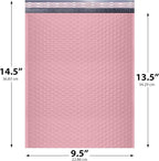 Light Pink Large Poly Bubble Mailers 9.5x14.5 inch #4 | Self Seal Padded Envelopes Cushioned Bubble Mailer | Usable Size 9.5x13.5 | WaterProof | Lightweight mailing Shipping Bags | 100 Pack Bulk