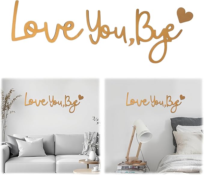 Wall Decor Gold Love You Bye Sign Hallway Entryway Door Wall Art Boho Decor Wood Home Decor Express Love and Warm for Your Family Lover Halloween Thanksgiving Christmas Above Door Topper Decoration