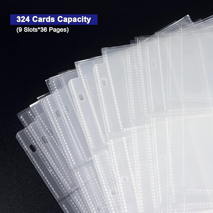36 Pack 9 Pocket Page Protector, Holds 324 Cards, Trading Card Sleeves Page Clear Sheet Protector Pages for 3 Ring Binder, Card Sheets for Standard Size Cards