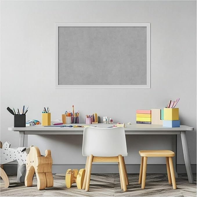 Amanti Art Silver Framed Magnetic Board 17x25 Medium Vision Board for use with Magnets, 100% Metal Sheet to Display Items as Office Decor or for Home Organization in mudroom, Kitchen or Kids Room