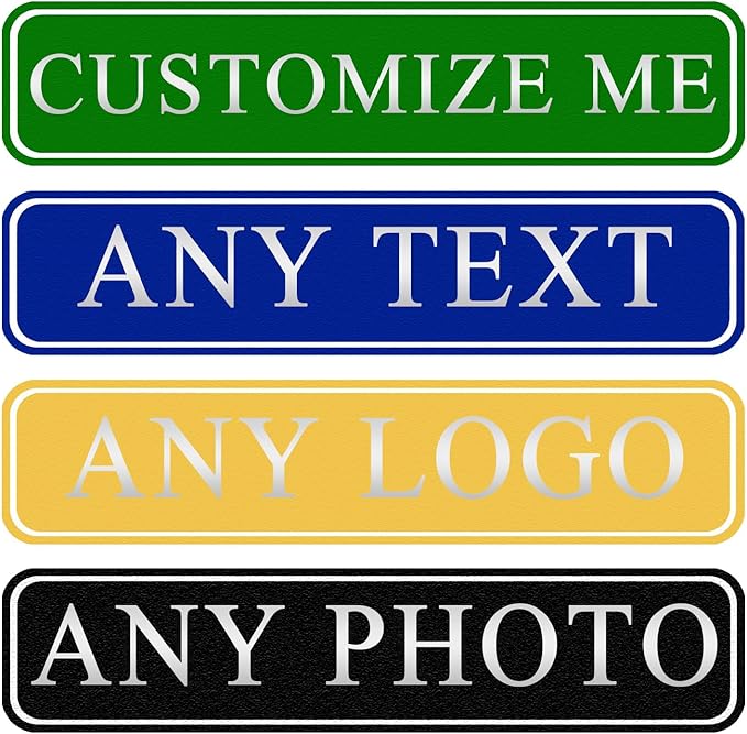 Custom Sign, Personalized Street Sign Metal with Your Text, Name, Logo, Photo for Office, Business, Workplace, Home, Cafe, Bar, Indoor, Outdoor