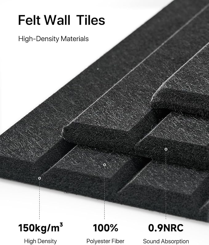 Soundsbay Large Cork Board, 47"x35" Slat Bulletin Board Alternative, 12-Pack Cork Boards for Walls, 60 Adhesive Tabs, Felt Wall Tiles for Home Office Classroom Pin Board