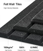Soundsbay Large Cork Board, 47"x35" Slat Bulletin Board Alternative, 12-Pack Cork Boards for Walls, 60 Adhesive Tabs, Felt Wall Tiles for Home Office Classroom Pin Board