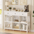 FATORRI 6 Cube Storage Bookshelf with 3 Drawers, Long Horizontal Bookcase, Modern Cubby Organizer Shelf (White Oak, 47 Inch)