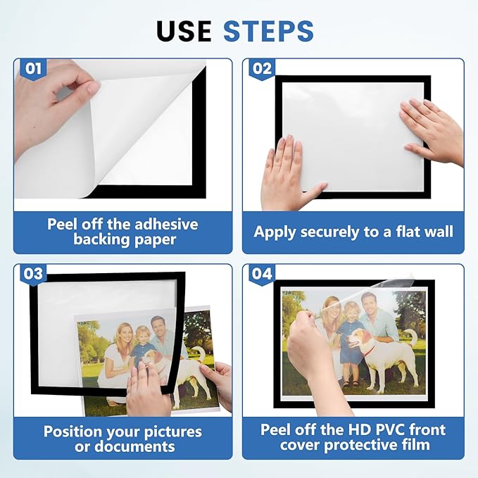 NUITPY 50 Pack Magnetic Sign Holder, 8.5in x 11in Self Adhesive Wall Mount Magnetic Document Holder, Magnetism Border Sign Holder with Transparent PVC Front Cover