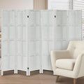 Leesinwing Wood Room Divider 6 Panel Folding Privacy Screen, Classic 5.6Ft Indoor Wooden Partition, Portable Partition Wall Divider for Room Separation, Home, Office, Bedroom, Restaurant (White)