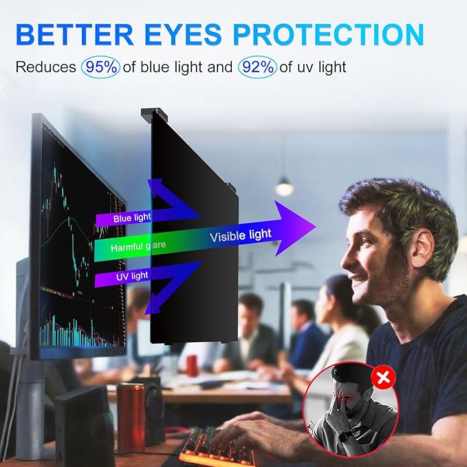GUDTEKE Magnetic 27 Inch Privacy Screen for Computer Monitor 16:9 Aspect Ratio, Hanging Removable Anti-Blue/Glare Protector Film, Anti Spy Desktop Security Private Filter 27in