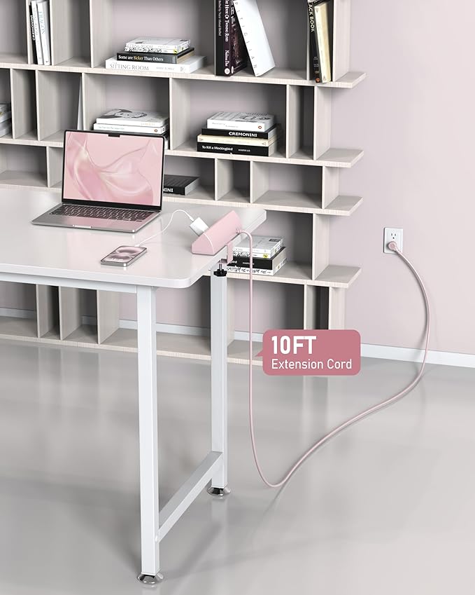 Jgstkcity Desk Clamp Power Strip,45W Fast Charging Station,4 USB-C,4 USB-A,1200J Surge Protector,ETL Listed,1875W Extension Cord,Multiple Outlets for Home, Office (Pink, 10 FT Cable)