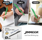 JIMMIDDA Ballpoint Pens Bulk - 107 Pcs Black Ink Pens in Bulk | 1.0 Medium Point Smooth Writing, Retractable No Bleed Ball Point Pen for Men Women (Green Barrel)