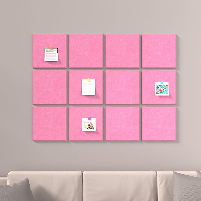 Baysola Large Cork Boards for Walls – 48" x 36" Self Adhesive Felt Wall Tiles, Ideal for Office Wall Organizing Bulletin Board, Easy to Install Cork Boards Felt Board