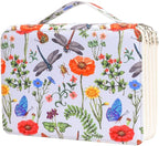 Vomgomfom Colored Pencil Case - 200 Slots Holder With Zipper Closure, Twill Fabric Large Capacity for Watercolor Pens or Markers, Organizer for Artist (White)