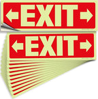 iSYFIX Exit Stickers Signs with Directional Right & Left Arrow 12 Pack 12x4 Inch - Glow in the Dark Photoluminescent Vinyl for Office, School, Business, Warehouse - UV & Weather Resistant for Indoor/Outdoor Use