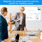 White Board Dry Erase Whiteboard for Wall 36" x 24" Aluminum Presentation Magnetic Whiteboards with Long Pen Tray, 12 Magnets, 3 Markers & 1 Eraser