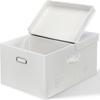 Graciadeco 75 Quarts Extra Large Decorative Storage Bins with Lids, 1 Pack White Collapsible Storage Bins with Lids, Stackable Storage Bins Decorative Box Storage With Lid Extra Large