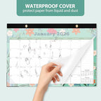 Desk Calendar 2026-2027, Jan 2026 to Jun 2027 - Large 17" x 12" Monthly Calendar with To-Do List and Notes for Home, Office or School, Cartoon Floral