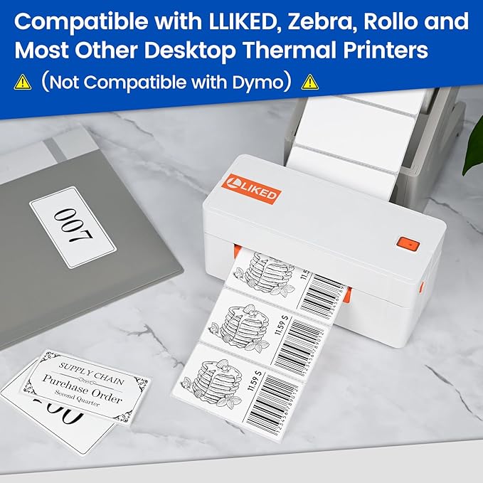 L LIKED 4" x 2" Blank Removable Labels with No Residue, Water and Oil Resistant, Use for Both Home and Office (1 Roll, 750 Labels)
