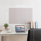 Lightomorrow Bulletin Board, 36 x 24 inches Felt Board Decorative Pin Board, 3' x 2' Cork Board Alternative for Wall, Foldable Photo Board with 20 Pushpins - Oatmeal Stripes