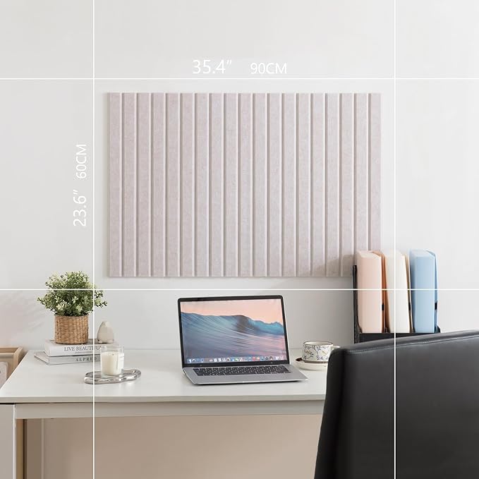 Lightomorrow Bulletin Board, 36 x 24 inches Felt Board Decorative Pin Board, 3' x 2' Cork Board Alternative for Wall, Foldable Photo Board with 20 Pushpins - Oatmeal Stripes