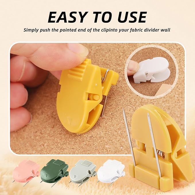 ARPOVIST 30pcs Cubicle Clips for Fabric Walls, 5 Colors Plastic Cubicle Hooks, Fabric Panel Wall Clips, Cubicle Wall Accessories for Picture Note Memo Documents Hanging