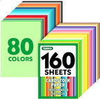 160 Sheets 5" X 7" Colored Cardstock, 80 Assorted Colors 180 GSM/65 LB Construction Paper Card Stock Printer Paper for Printing, Card Making, DIY Crafts, Kids School Supplies,Party Decorations
