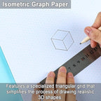2 Pack 100 Sheets 11" x 17" Isometric Graph Paper Pad Landscape for 3D Designs Architecture Landscaping Engineering Drafting (Portrait)