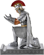 CYXStar Roman Praetorian Prefect Warrior Knight Pen Holder Desk Ornament Resin Praetorian Guard Mobile Phone Stand Desk Accessories and Organizer for Office with a Letter Opener (Silver)