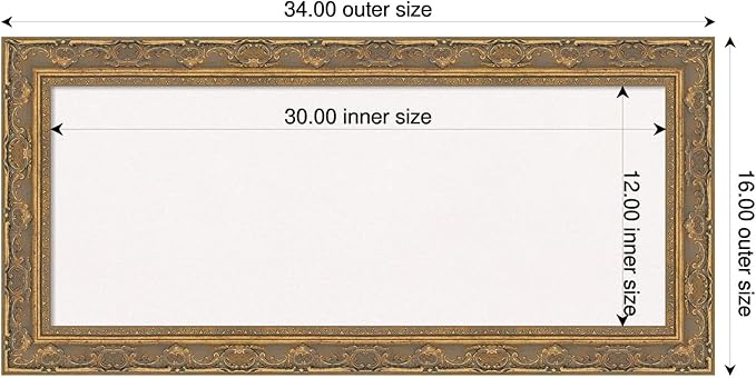 Amanti Art White Cork Board for Wall, 16x34 Vision Board with Gold Frame, Medium Corkboard Office Decor for Home Organization, Traditional Corkboard Pinboard to Display Items for Home Organization