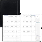 POPRUN Monthly Planner 2026-2027 (Large-8.25'' x 11.75''), 16 Months Calendar (Dec 2025-Mar 2027) Appointment Book with Stair Tabs, Inner Pockets, Pen Holder, PU Leather Softcover - Black