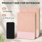 TSFPapier Lined Journal Notebook for Work College Ruled Note Book 5.79"x8.27" A5 PU Leather Daily Journaling 216 Pages for Women Men Writing Home School Supplies Business (Pink)