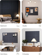 Large Felt Bulletin Board 36"x24", 6-Pack 4-Compartment Wall Organizer, Cork Board Alternative with 60 Removable Adhesive Tabs, Modular Felt Panels for Home Office, Classroom and Study- Navy Blue