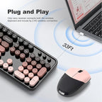 MOFII Wireless Keyboard and Mouse Combo, Full Size 2.4G Plug and Play Typewriter Retro Round Computer Keyboard and Mouse Set for Windows, Computer, Desktop, PC, Notebook - (BlackBerry Gradient)