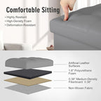 Ottoman with Storage, Ottoman Foot Rest Stool with Handles & Side Pocket. Folding Leather Storage Bench with Thicker Foam Padded Seat. Slim Tall Ottomans for Living Room 350lbs, 17x13x17in, Grey