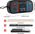 Easozoom Large Game Controller Pencil Case for Teen Boy Kid Capacity Pen Box Pouch Organizer Holder Bag with 3 Compartments & Zipper School College Office Supplies (1PCS Pencil Case) (Gray)