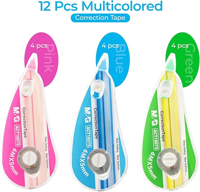 M&G 12 pack Correction Tape，19.7 feet correction tape, Easy to Use Applicator for Instant Corrections, Office Products