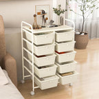 LDAILY 10 Drawer Rolling Cart, Storage Cart Organizer on Wheels, Drawer Cart with Metal Frame & Large Storage Capacity, Rolling Cart with Drawers for Living Room Classroom, Office