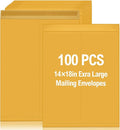 Motipuns 100 Pcs 14" x 18" Extra Large Mailing Envelopes 32lb with Gummed Flaps, Catalog Jumbo Craft Envelopes for Mailing, Storage and Organizing Documents Office Supplies(Yellow)