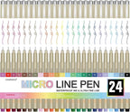CHARSOCO 01 Micro Pen, Waterproof Archival Ink, 0.25mm Fineliner Ink Pens for Artist Illustration, Sketching, Anime, Manga, Technical Drawing and Scrapbooking, Fine Point Pen with 24 Colors