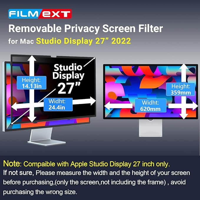 FILMEXT [2-Pack[2022 New] 27 inch privacy screen for monitor compatible with Apple Studio Display 27" Only,Removable Computer Monitor Privacy Screen Shield Anti Blue Light Filter
