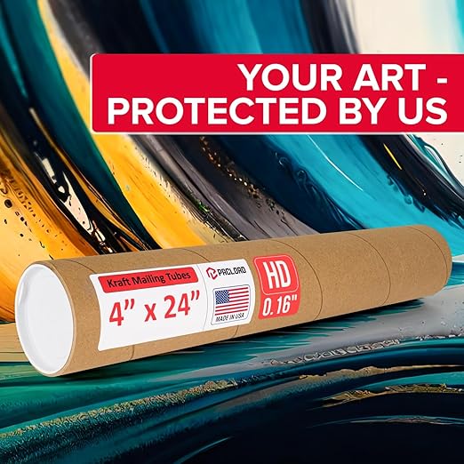 Paclord 4" x 24" Heavy-Duty Reinforced Cardboard Mailing Tube, Pack of 4 Tubes with 8 Caps – Secure USPS Approved – Great for Shipping and Storing of Prints, Artwork, Posters or Documents